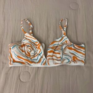 Forever 21 Vibrant Orange and Blue Patterned Top